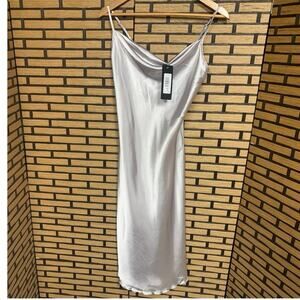 Bebe Silver Midi Slip Dress Size Small